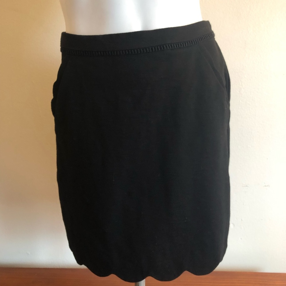 SKIES ARE BLUE Black Berenice Scallop Hem Skirt Size Small Petite - Picture 5 of 9